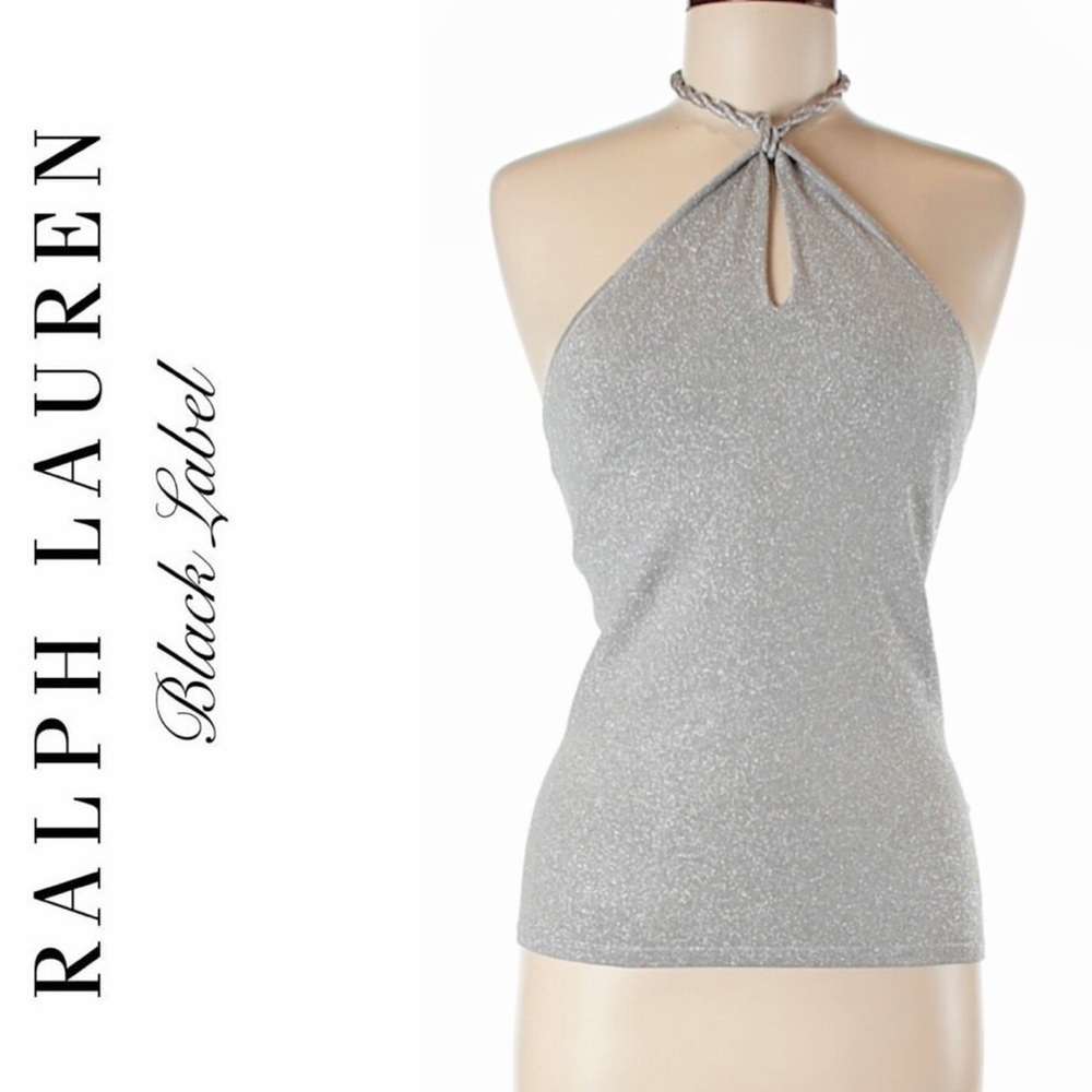 🔥Ralph Lauren Black Label silk metallic top-EUC!